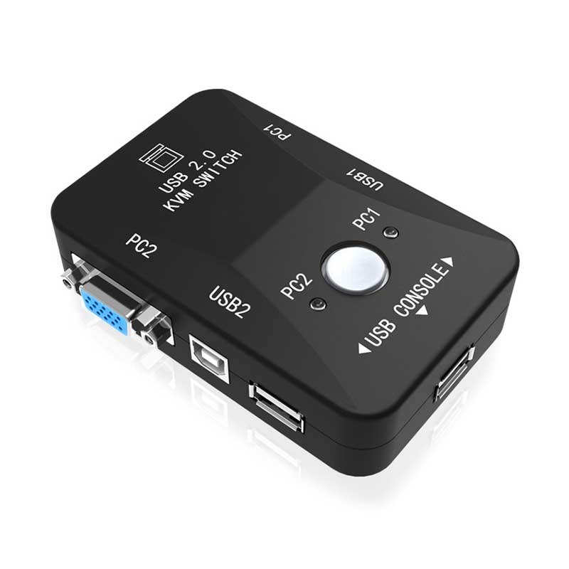 Conmutador KVM 2 en 1 para teclado y ratón, caja divisora de 2 puertos USB 2,0, 1920x1440, VGA, SVGA