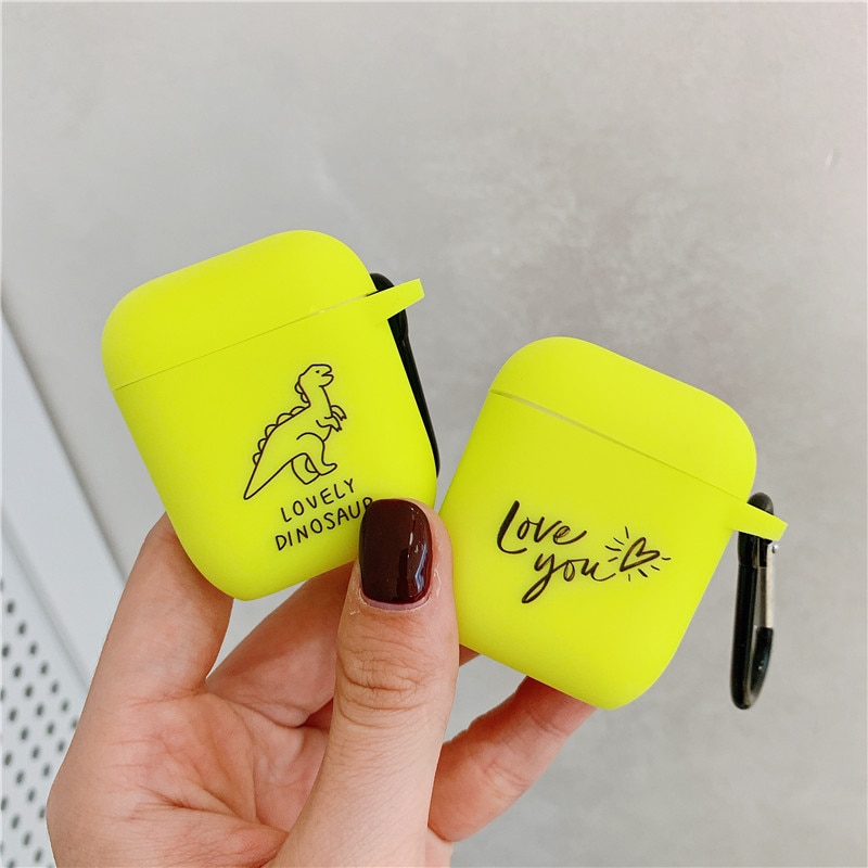 Fluorescent color Simple letter For Airpods Case Cute cartoon Bluetooth Earphone Protective Cover For Airpod 2 soft case