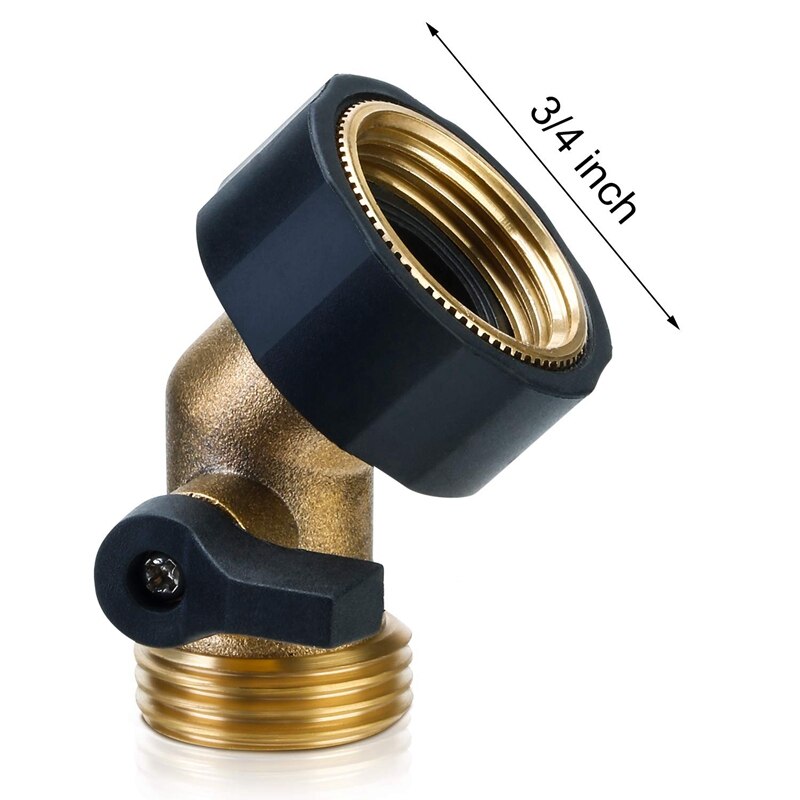 3 Pack Heavy Duty Brass Shut Off Valve 3/4 Inch Garden Hose Connector for Garden Hose and Water Faucet (Elbow)