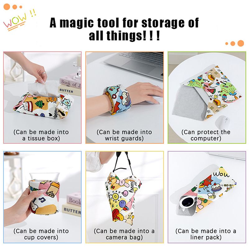 Magic Cloth Makeup Bag Camera Lens Wrapping Cloth Portable Patch Cloth Storage Bag Self-adhesive Organizer