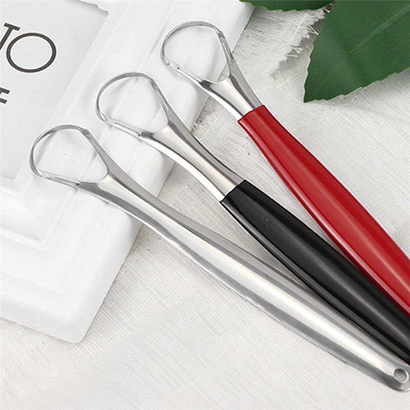 1pc hyödyllistä kielen kaavin ruostumatonta terästä suun kielen puhdistusaine suuharja uudelleen käytettävä tuoreen hengityksen kone