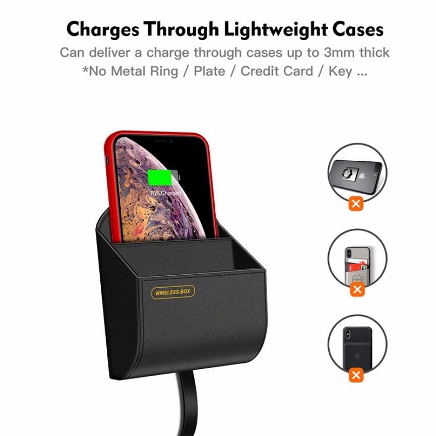 10W Wireless Car Charger Mount Voor Iphone 12Mini 12 Pro Max Qi Snelle Opladen Draadloze Oplader Auto Telefoon houder Opbergdoos