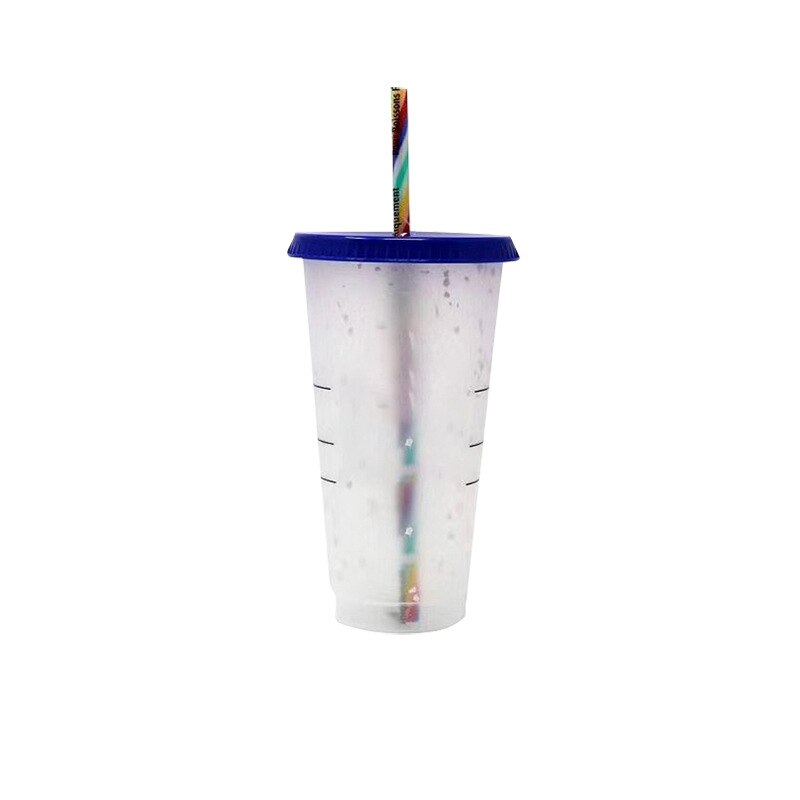 Reusable Plastic Temperature Color Changing Cold Cup Summer Magic Coffee Thermochromic Mug Water Bottles With Straws Party Cups
