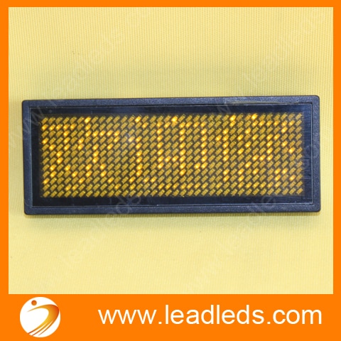 Manufacture price Yellow color rechargeable led name badge with battery mini led display