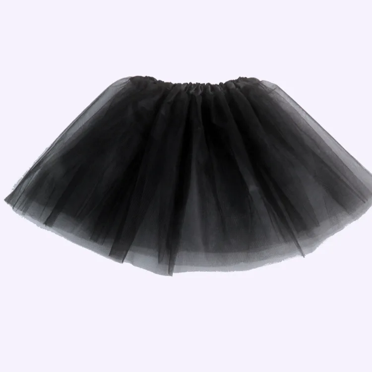 Jupe tutu élastique pour filles, vêtements de danse de Ballet, Mini jupe pour fête d'anniversaire, danse, 3 couches en Tulle pour enfants de 2 à 8 ans: Black