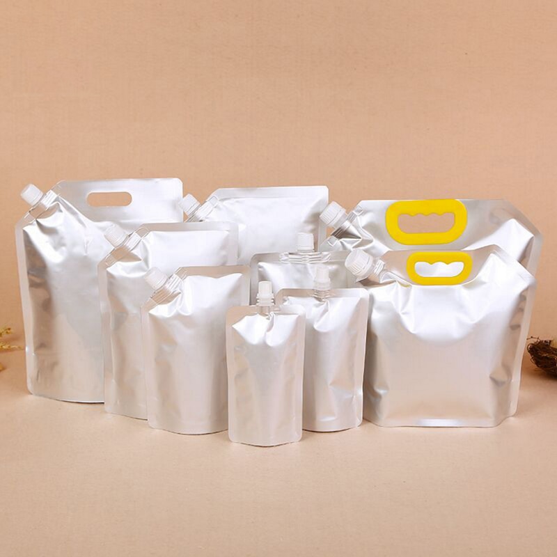 Stående pip vätskepåse återanvändbar tålig aluminiumfoliepåse öljuice dryckespåse förseglad förpackningspåse portabel 20 st/lot