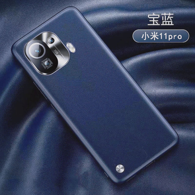 Luksusowe skórzane etui do Xiaomi 10 11 Pro odporna na wstrząsy Funda do Xiaomi 11 Mi11 pełna pokrywa tylna obudowa aparatu Mi10 silikonowy zderzak: Blue for Mi11 Pro