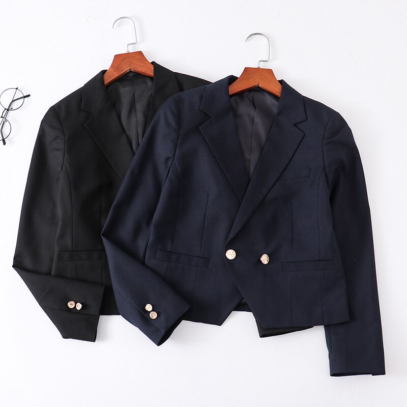 Chaqueta Formal japonesa de manga larga para mujer, traje corto con bolsillos para chica, abrigo, uniformes de escuela secundaria JK, 2 colores