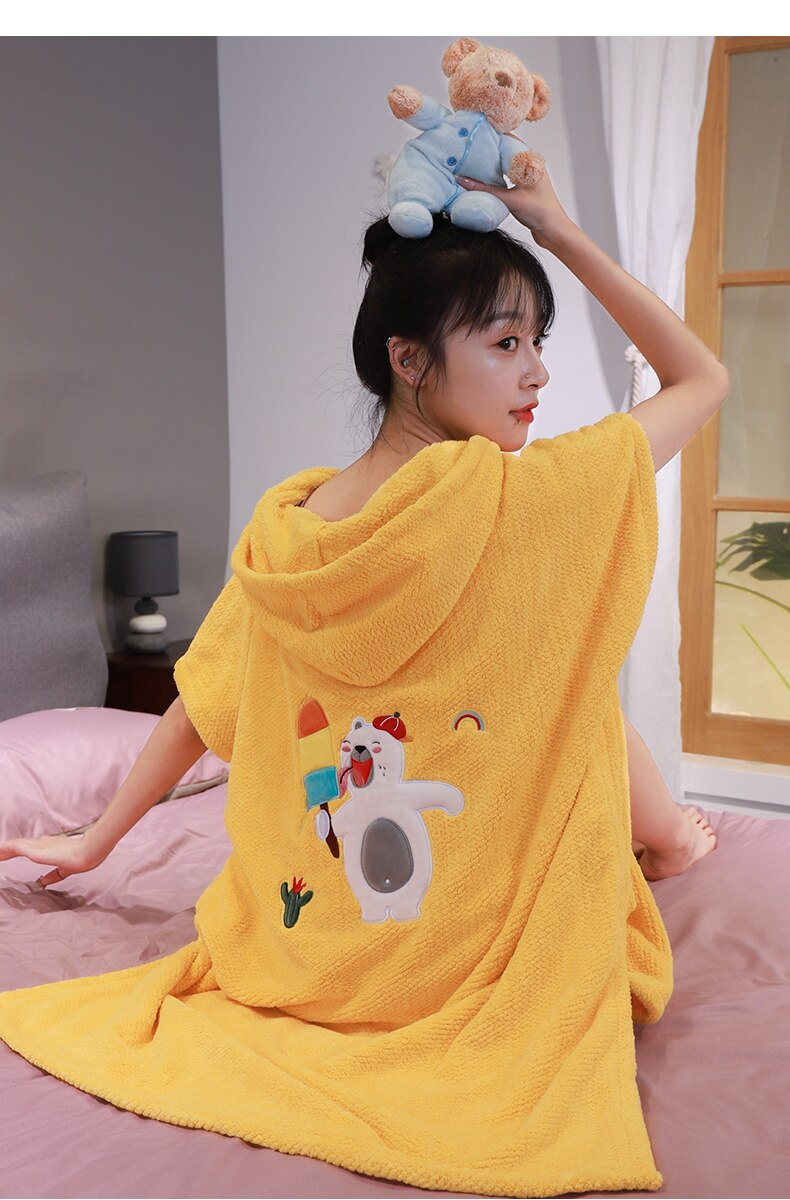 Snel Absorberende Water Veranderende Gewaad Strand Handdoek Outdoor Sport Zachte Tactiliteit Hooded Badhanddoeken Jurk Poncho Zwemmen Mantel