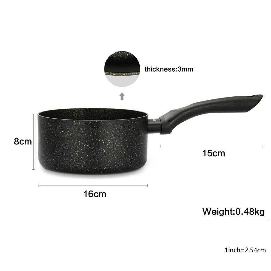 Without The Lid Non-Stick Pans 16CM Plastic Handle Milk Pot Sauce Pan Coating Aluminum Pots for Cooking Cookware Kitchen Pots