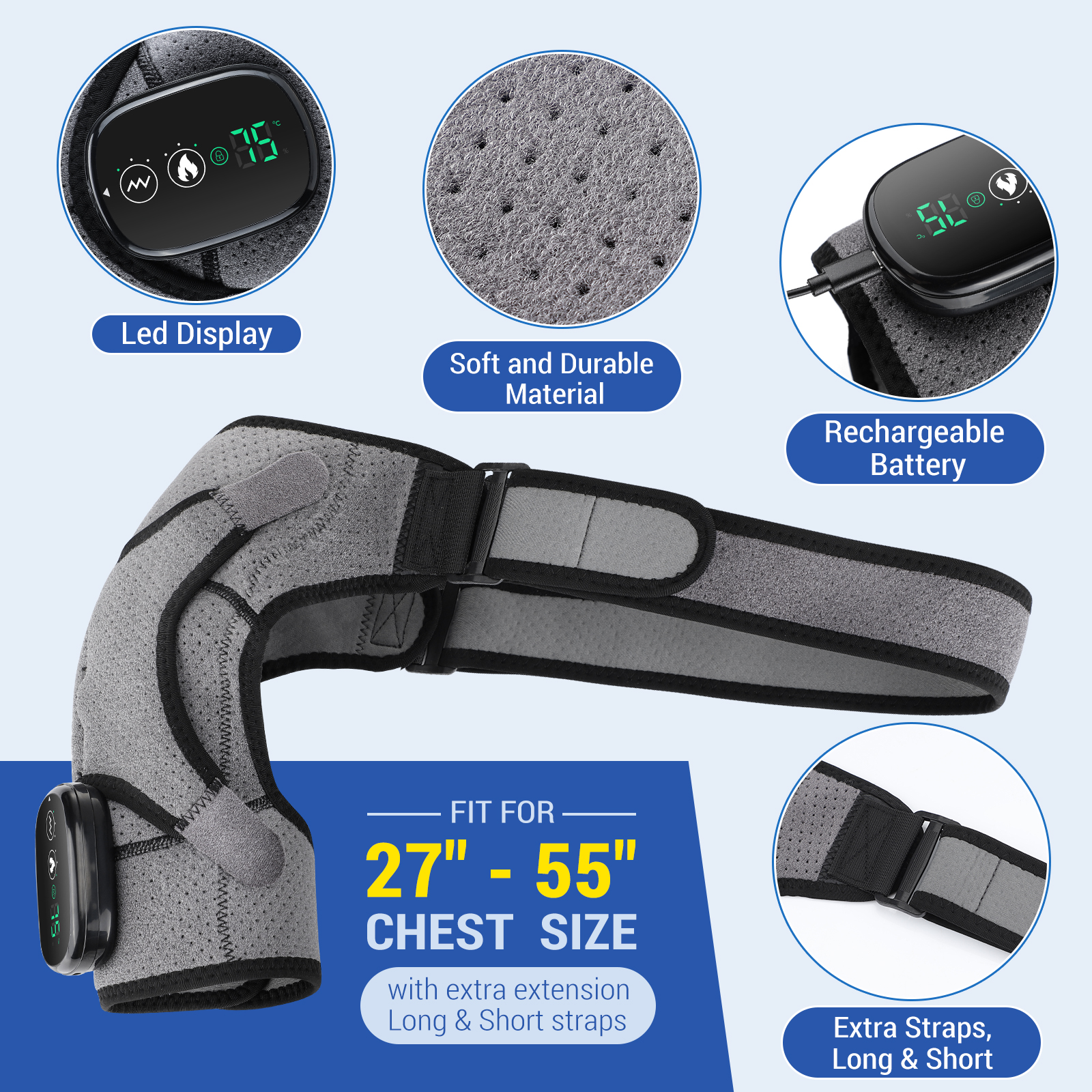 Aquecimento elétrico ombro massageador vibração ombro joelheira 2 em 1 massagem blets mais quente aquecido almofadas de relaxamento muscular