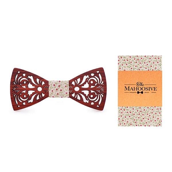 MAHOOSIVE Man Wooden Bow Tie Set for Wedding Suit Wood Bowties Handkerchief pocket square Set Gravatas Slim Shirt Ties for men: 7