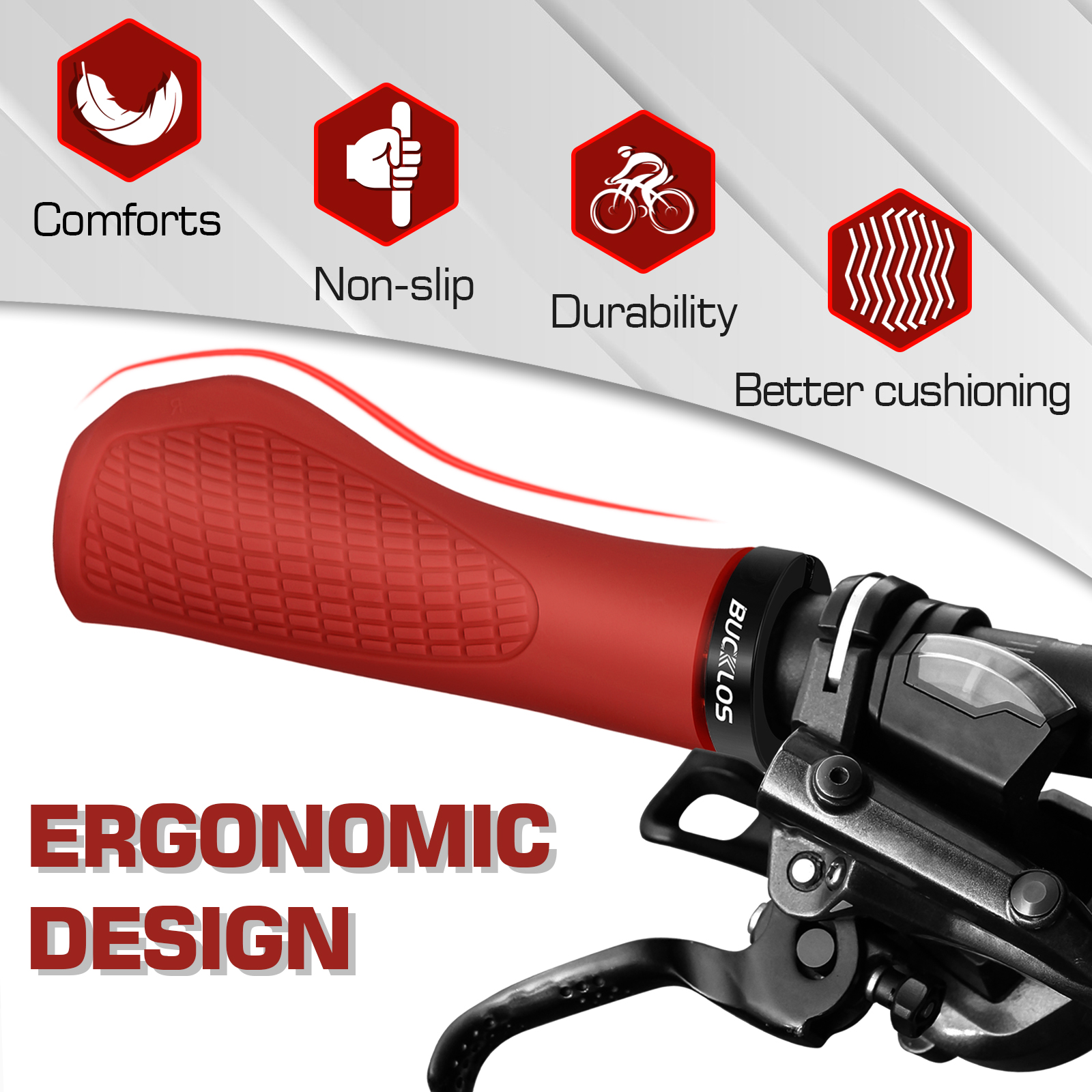 BUCKLOS Bicycle Handlebar Grip Ruber Bike Handle Bar Grips Shock Absorbing Lockable MTB Cuffs Cycling Accessories