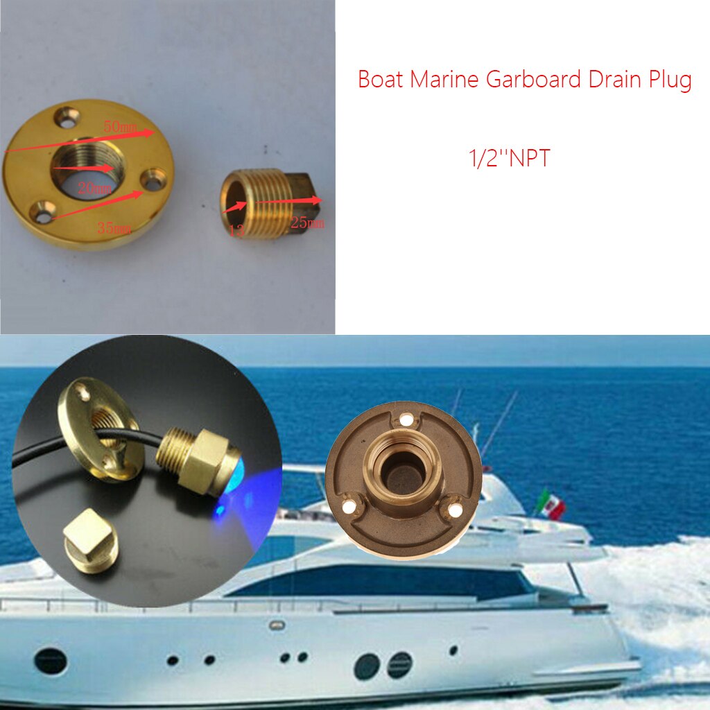 Tapón de drenaje de bronce fundido para Garboard, apto para barcos, orificio de 1 pulgada de diámetro