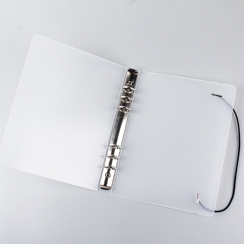 A5/A6 Transparent 6-Ring Binder Cover with String Closure Loose Leaf Folder Notebook Round Ring Clear Hard Binder Cover