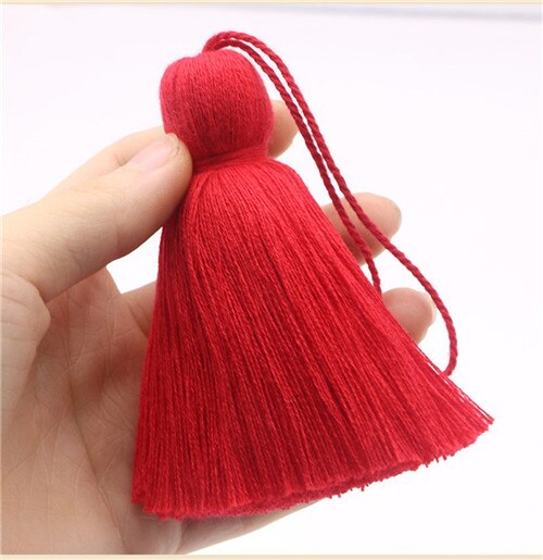19cm fluffy bomuldsfedt kvast vedhæng hjem tekstil gardin tøj vedhæng kvaster diy nøglepose armbånd halskæde håndværk kvaster: Rød