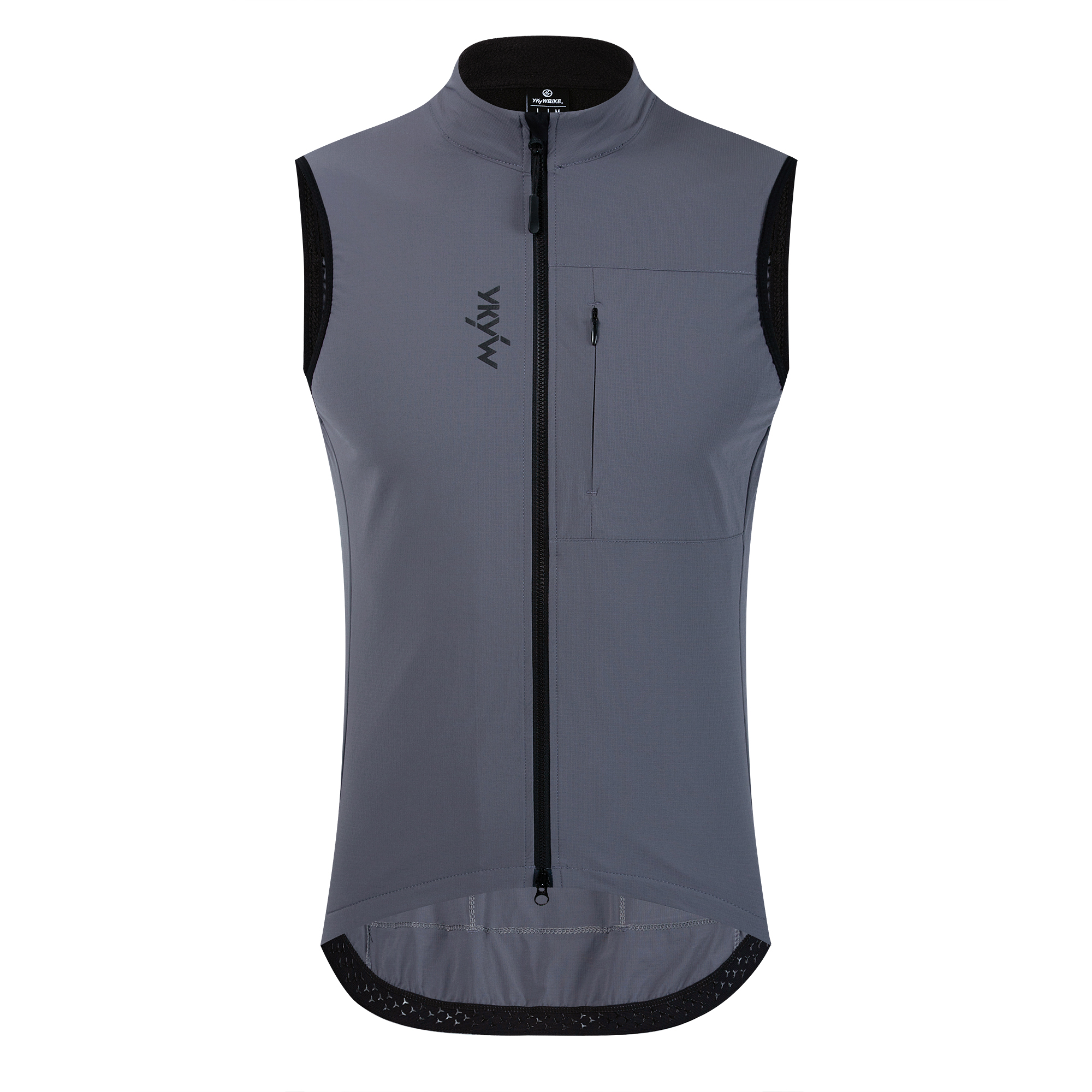 YKYWBIKE hommes cyclisme Gelit thermique polaire vélo coupe-vent sans manches vélo gilet coupe-vent imperméable cyclisme pare-brise: XXL / GRIS