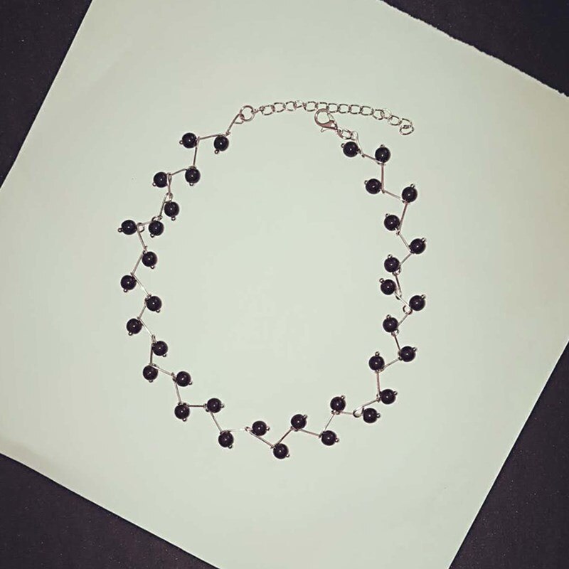 Boho collier col rond copines meilleur de l'amitié de noël perle collier et mignon imitation perle: black