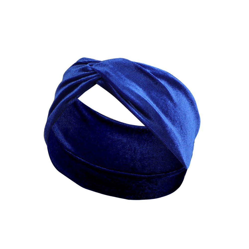 Bandeau en velours doré, couleur unie brillante, nœud croisé polyvalent, accessoires de cheveux pour femmes, Turban large pour dames: BU