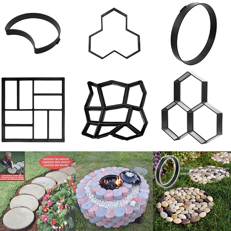 Garden Floor Walk Pavement Mold DIY Manually Paving Cement Brick Stone Road Concrete Path Maker Molds