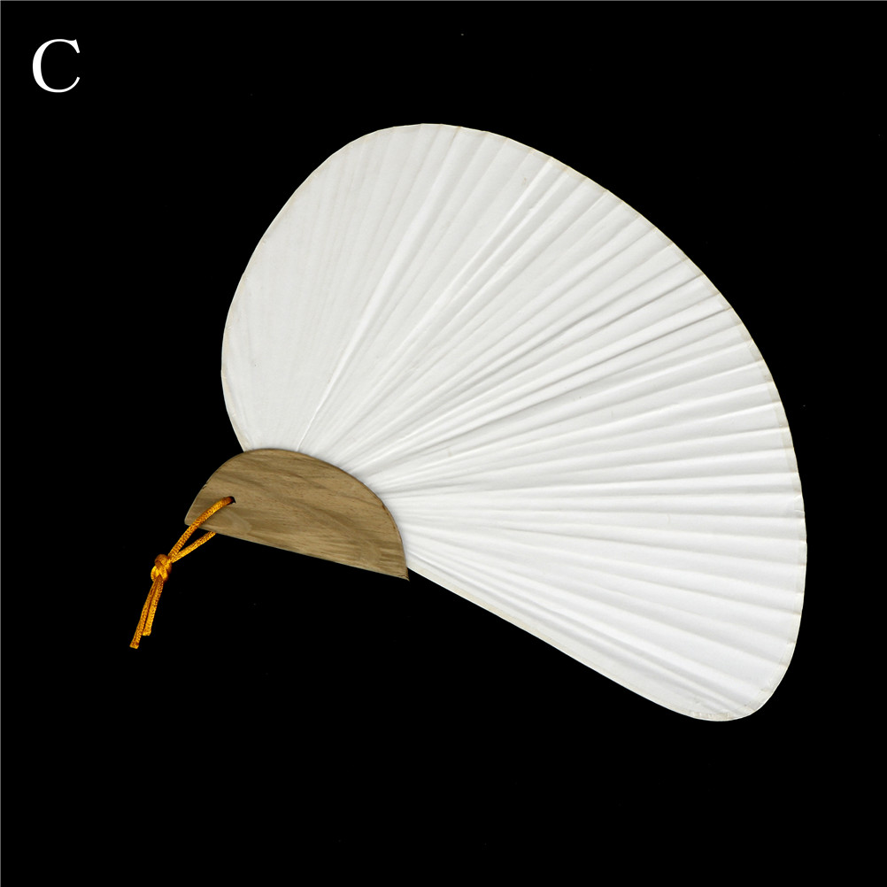 1/2pcs White Folding Paper Plain White Hand Fan Painted Handmade Wedding Party Favors Photo Props: C