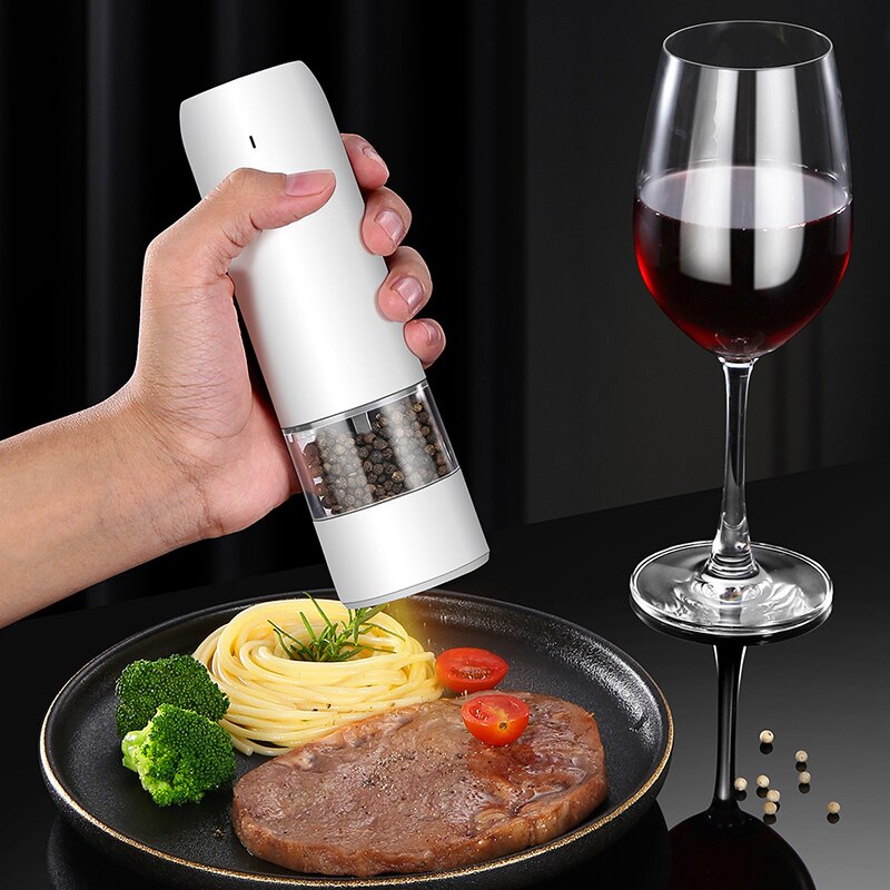 1/2Pcs Electric Pepper Grinder Sets USB Rechargeable Spice Mill Grinder with LED Light Adjustable Kitchen Grinding Gadgets