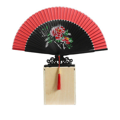 Abanico de baile Para mujer, ventilador de seda de bambú, Cheongsam chino, Hanfu, clásico, portátil, Para Boda, Verano