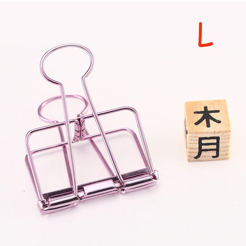 1 PCS Novelty Solid Color Hollow Out Metal Binder Clips S M L Notes Letter Paper Clips Marking Office Stationery Supplies: L purple