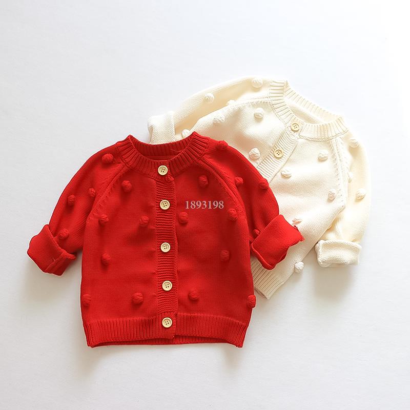 Baby Girls Knitted Cute Sweater Spring And Autumn Children Knitted Ball Cardigan Korean Toddler Kids Sweet Princess Tops