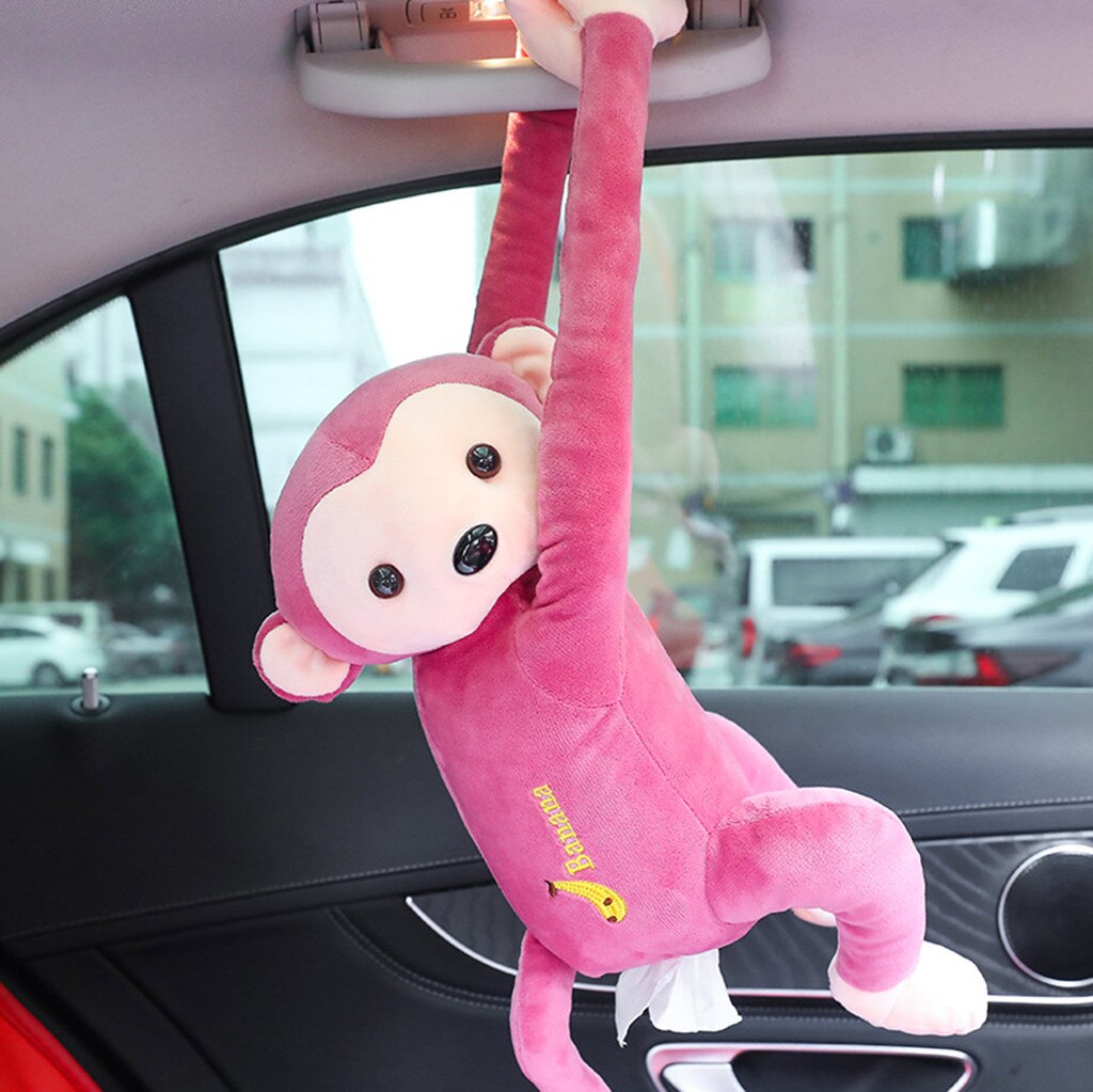 Tissue Box Cartoon Monkey Paper Napkin Tissue Boxes For Car Bathroom Hanging Style Napkin Paper Box Organization 20#27: PK