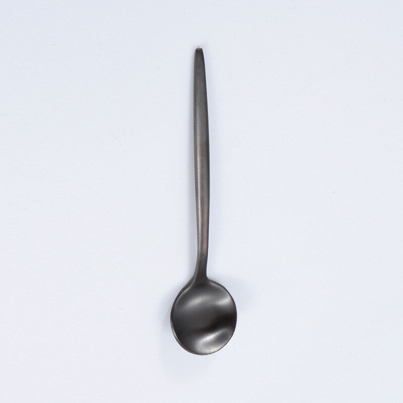 Rvs Portugal Bestek Servies Westerse Gebruiksvoorwerpen Mes Vork Lepel Goud Afwerking Gepolijst Bestek Steak Diner Gadgets: Black small spoon