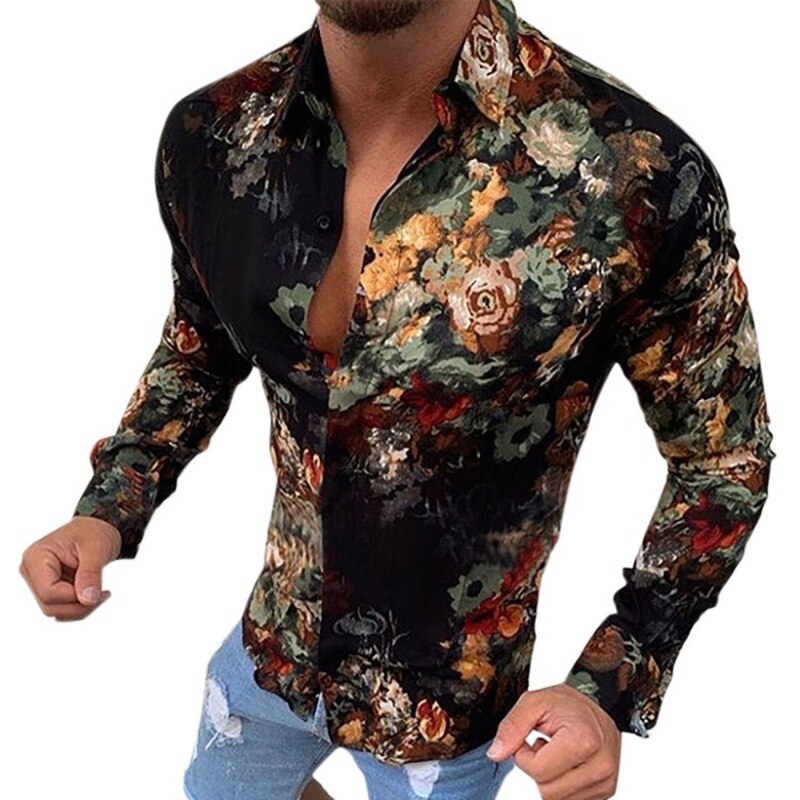 Europæisk amerikansk mænds skjorter stil herretøj afslappet trend slank skjorte mænd plus størrelse camisas para hombre