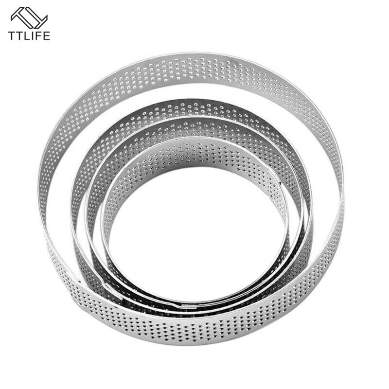 TTLIFE 1pc 6/7/8/10 Cm Ronde Geperforeerde Ademende Mousse Cake Ring Rvs Cake ring Cake Tool Ademend Taart Ring