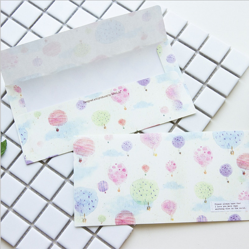Lot de 5 pièces, enveloppe à fleurs de dessins animés romantiques, écriture papier papeterie kawaii, cartes de noël, cartes à des amis