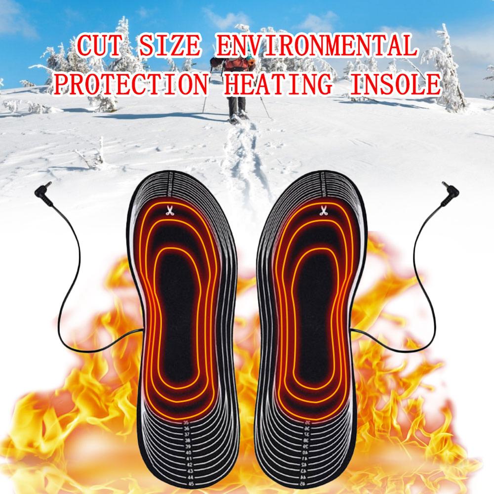 Udendørs sportsopvarmning indlægssåler vinter fødder varm indersål usb opvarmede indlægssåler sko behagelig blød fnitsskåret størrelse varm indersål