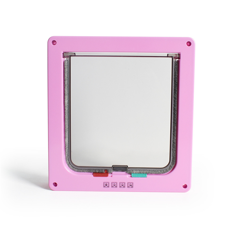 Hond Flap Deur Smart Security 4 Manier Lock Abs Plastic Deur Bestuurbare Schakelaar Richting Hond Kat Gate S/M/L/Xl 5 Kleuren: Roze / L 25X23.5X5.5cm