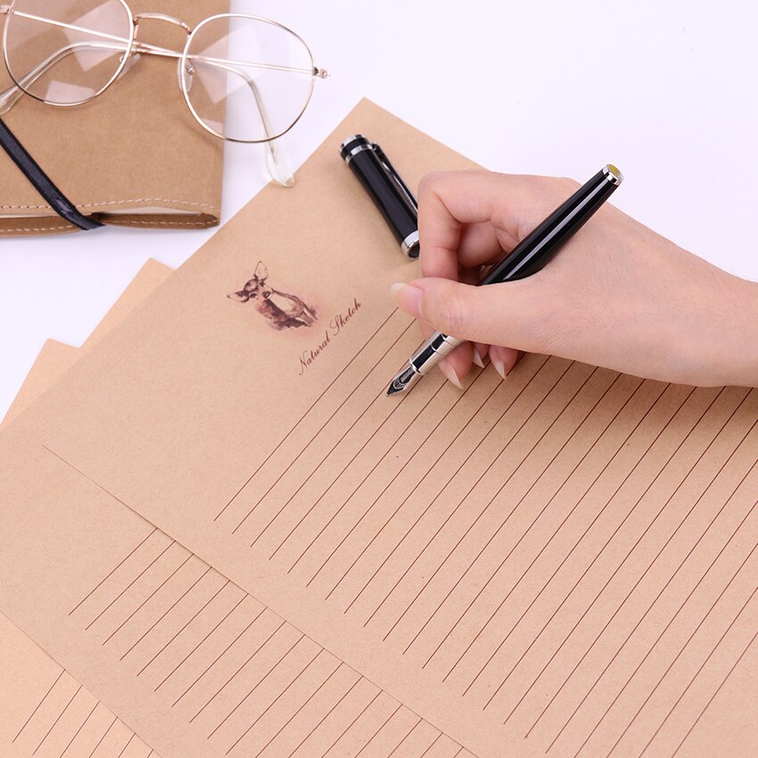 Juego de 10 hojas de cartulina de papel Vintage, papelería de papel, Bloc de notas con estilo de animales de dibujos animados, suministros para escuela y oficina