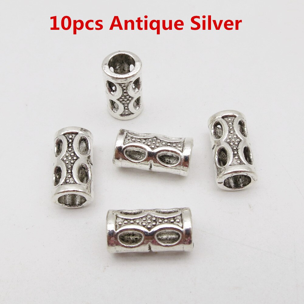 5 -20 zilver/goud/brons/rood koper viking haar vlecht dread baard dreadlock kralen buis ringen: 10 stuks antiek zilver