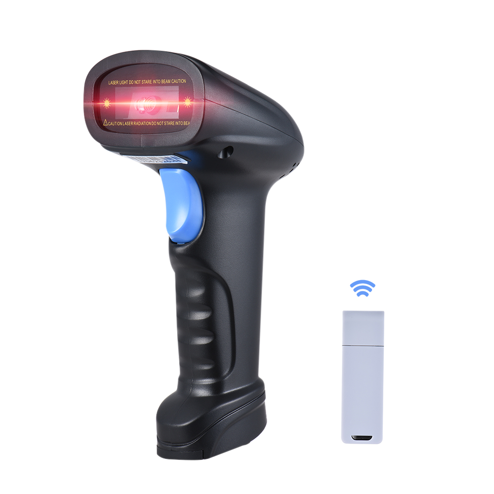 Handheld 2.4G Wireless 1D/2D/QR Barcode Scanner Bar Code Reader with USB Receiver 2100 Code Storage Capacity for POS