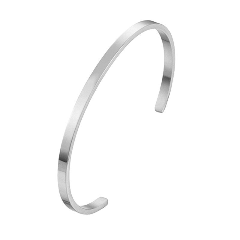 Unisex simpelt armbånd med åbning i rustfrit stål til elskere kan være alfanumerisk