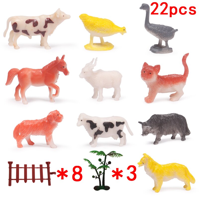22 pièces/lot Mini simulation en plastique souple forêt animaux simulation jouets doux jouets pour enfants pour garçons et filles enfants jouets