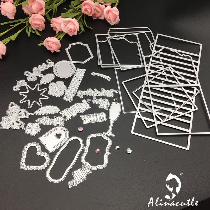 Troquelado de Metal troquelado álbum de fotos flip memoria para diario íntimo con flores manualidades de papel hecho a mano tarjeta punzón arte cortador troquelado Alinacraft