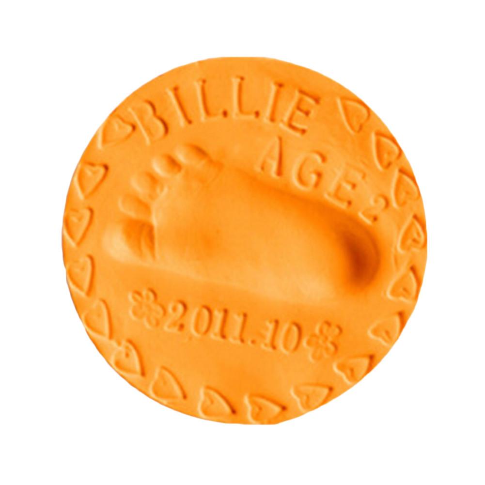 1 piezas bebé huella de aire seco de arcilla suave de bebé y el crecimiento del niño registro recuerdo huella de barro 20g pie imprimir recién nacido pie: Orange