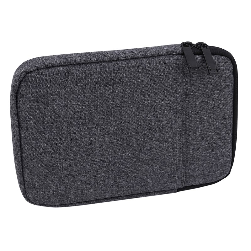 Multifunctional A4 File Hand-Held Zipper Storage Bag Men and Women Portable Ipad Laptop Phone File Notebook Organizer Case Bag: dark gray