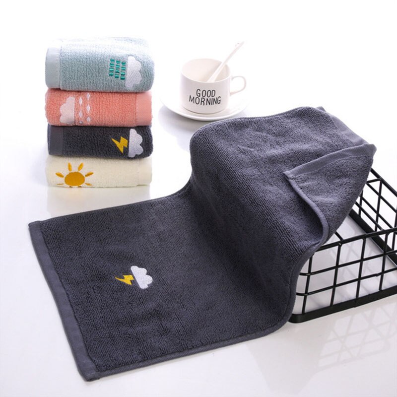 Puur Katoenen Handdoek Cartoon Leuke Weer Patroon Versierd Gezicht Handdoek Voor Kinderen Huishoudelijke Badkamer Schoon Product Thuis Textie