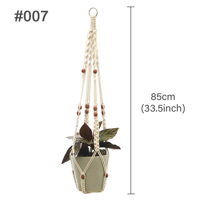 Handmade Cotton Macrame Plant Hanger Flower Pot Hanger for Wall Decoration Courtyard Garden Hanging Planter Hanging Basket: 7