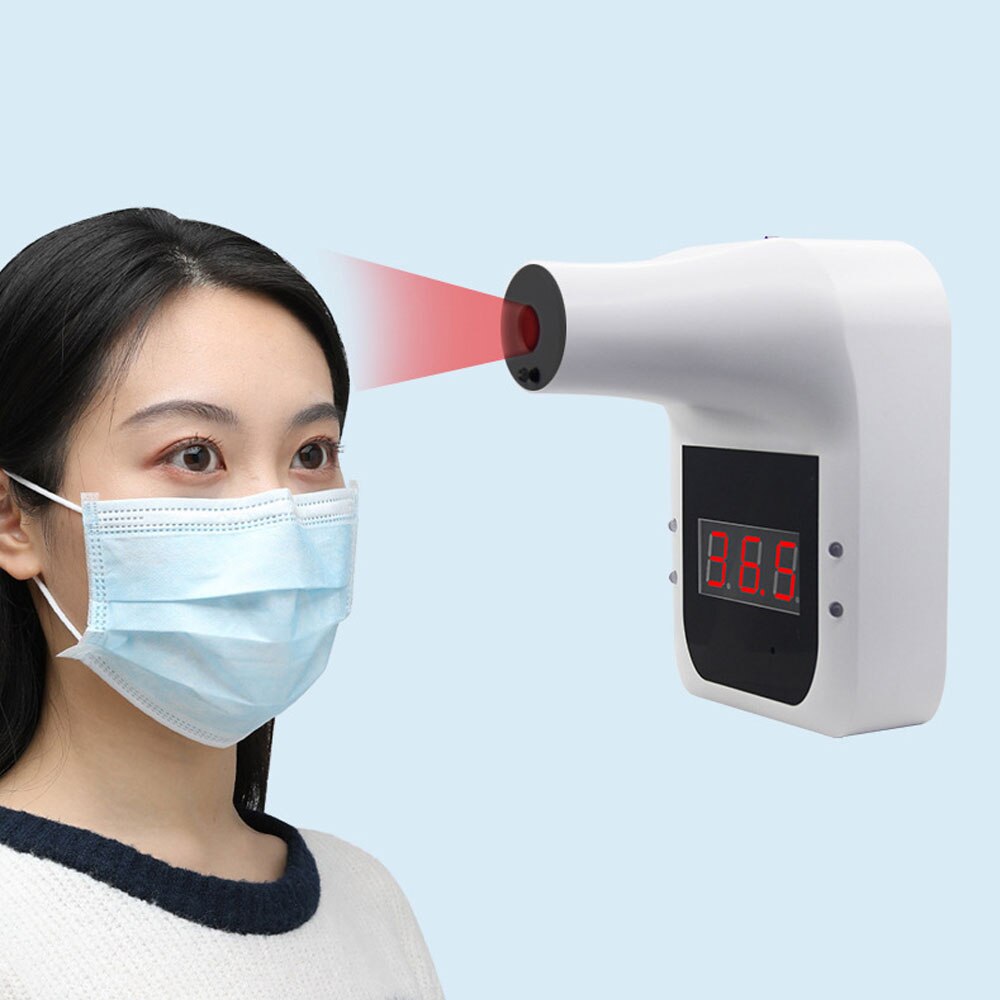 Non-contact Infrared Forehead Thermometer Digital Thermometer Senor Wall Mount Automatic Temperature Alarm LCD office: GP-100