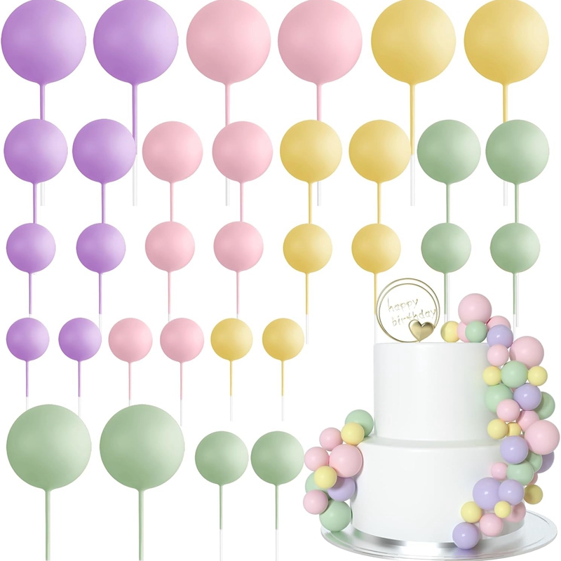 Décoration de gâteau boule d'or et d'argent, 20 pièces, décoration de gâteau joyeux anniversaire, drapeau de Cupcake, décor de boule de noël de mariage, décoration d'anniversaire