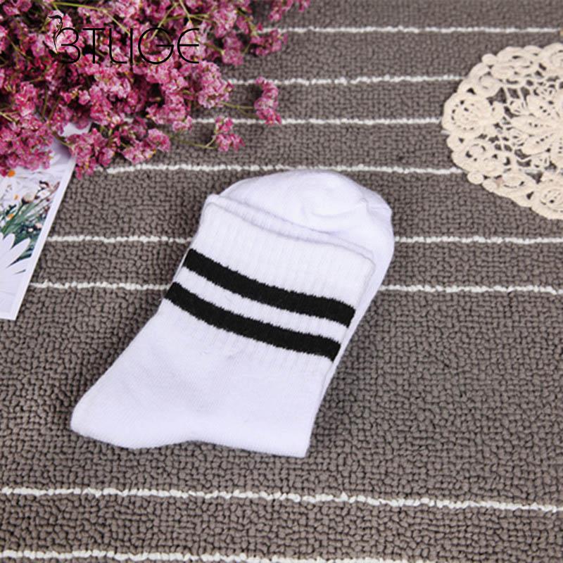 Women Baseball Girls Number Sports Sock Football Socks Soccer Stripe Tennis Free Size White Black Parallel Socks Calcetines