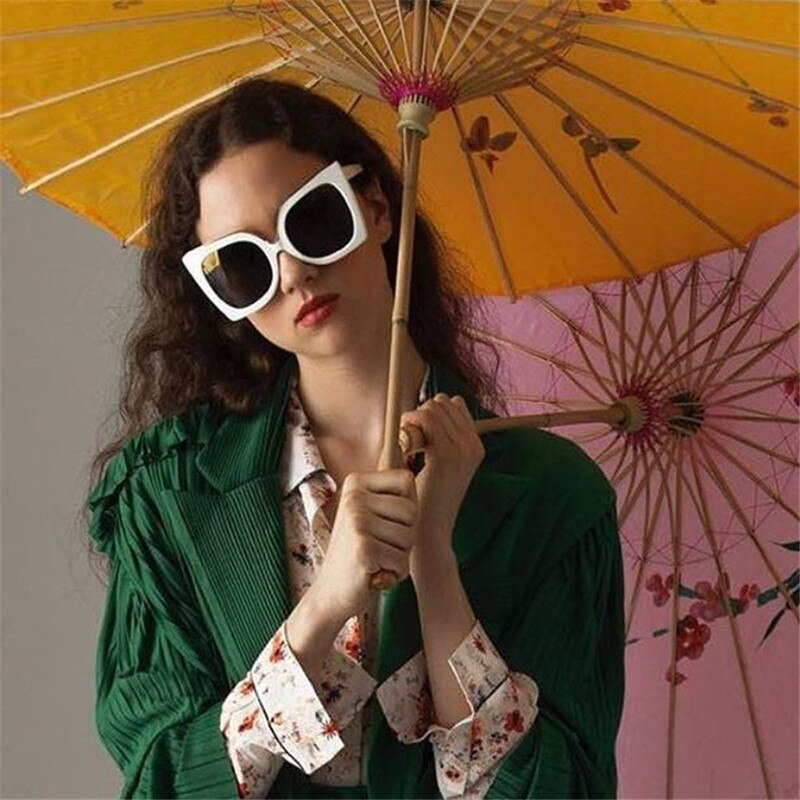Stor ramme cat eye solbriller kvinder luxulry mærke vintage leopard homme pige solbriller klassiske sorte nuancer